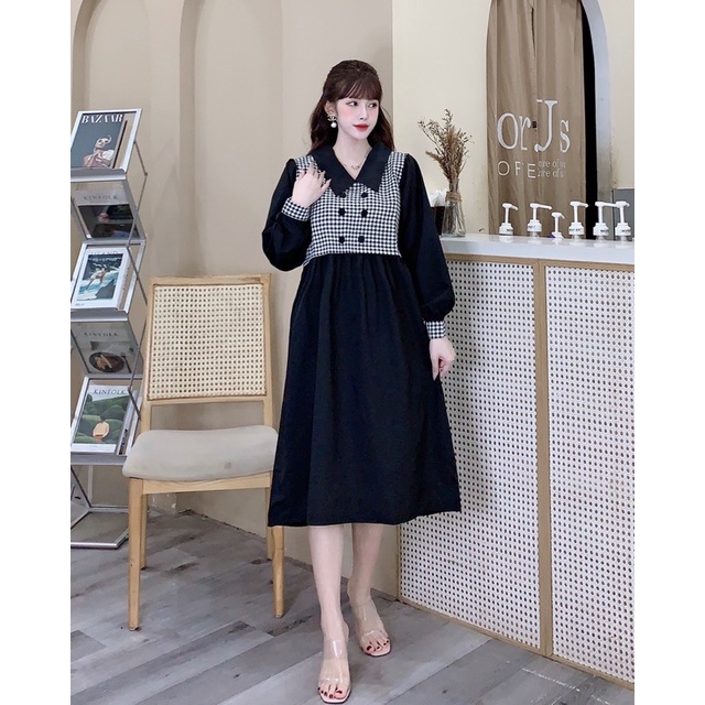 Váy Bầu cách điệu ,dài tay ,dáng baggydol Hàng loại 1 phù hợp mặc mùa thu đông ,freesize 43-68kg #6