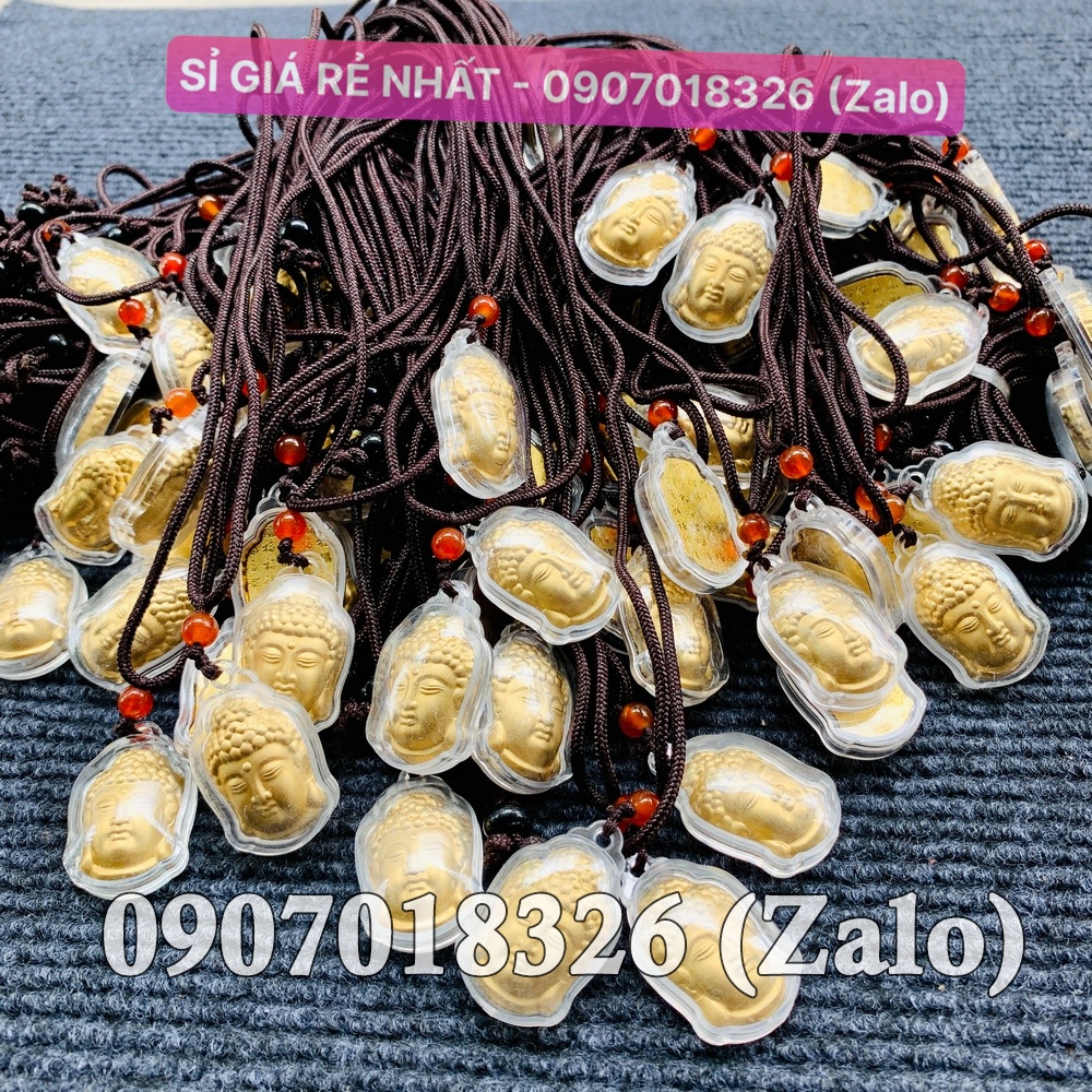 Dây dù đeo cổ đeo mặt dây Phật mạ vàng 3D phong thủy bình an