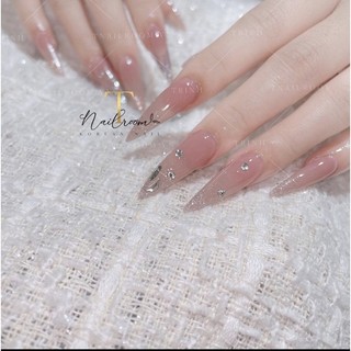 Mẫu nailbox thạch hồng đính đá