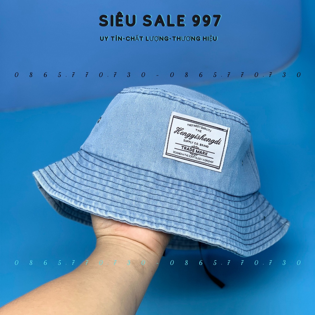 NÓN VÀNH CHẤT JEAN MỀM DENIM PHỐI LOGO HÀNG QC NHẬP CAO CẤP THỜI TRANG NỮ CÓ DÂY ĐIỀU CHỈNH FORM