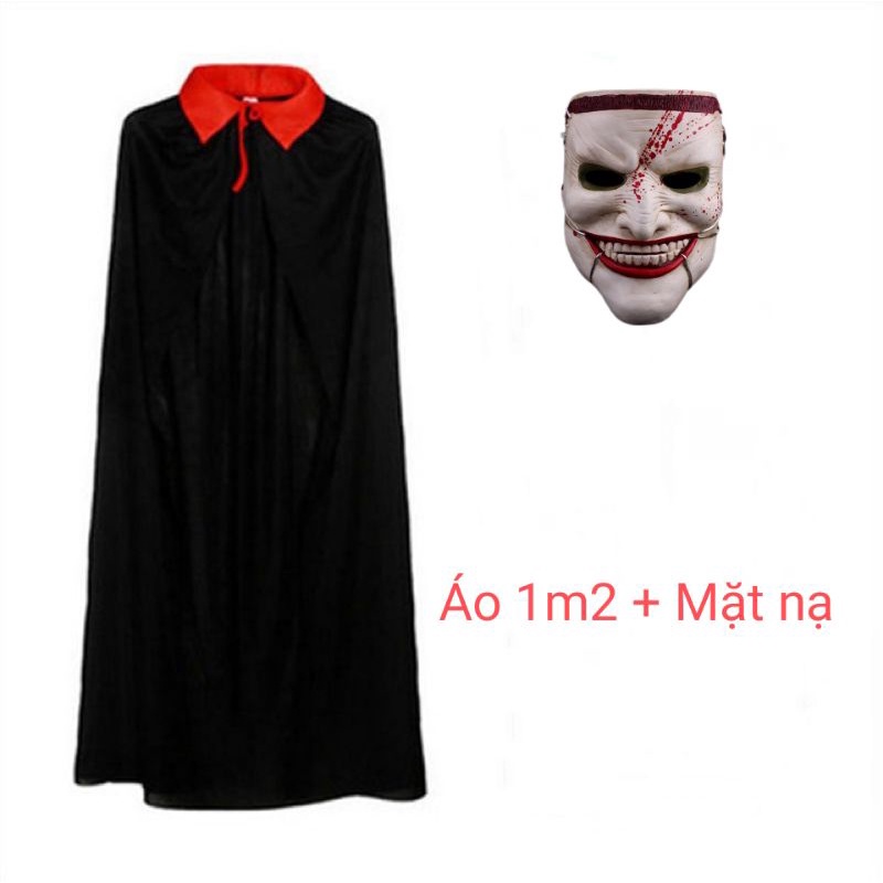 Set đồ hoá trang Halloween, mặt nạ kèm áo choàng đen. 2 size