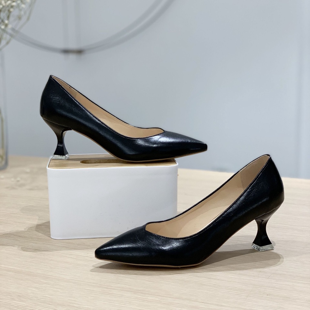 Giày cao gót nữ mũi nhọn Công Sở da trơn cao 5cm phong cách thanh lịch, sang trọng -CG003