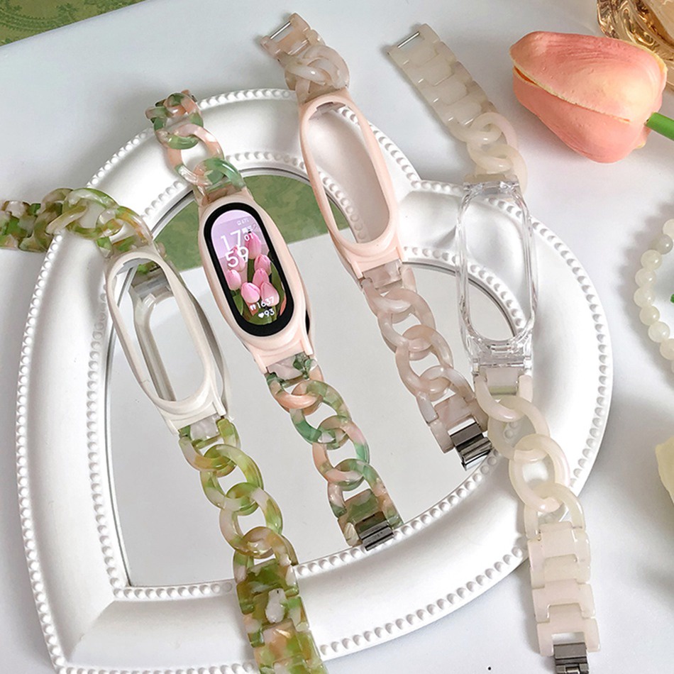 Dây Đeo Thay Thế Chất Liệu Acrylic Trong Suốt Cho Xiaomi Mi Band 7 6 5 4 3