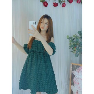 Đầm hai dây trễ vai xốp nhúng ngực