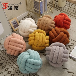 Gối Tựa Lưng Hình Cầu Thắt Nút Bằng Nhung Lông Cừu Trang Trí Phòng Khách