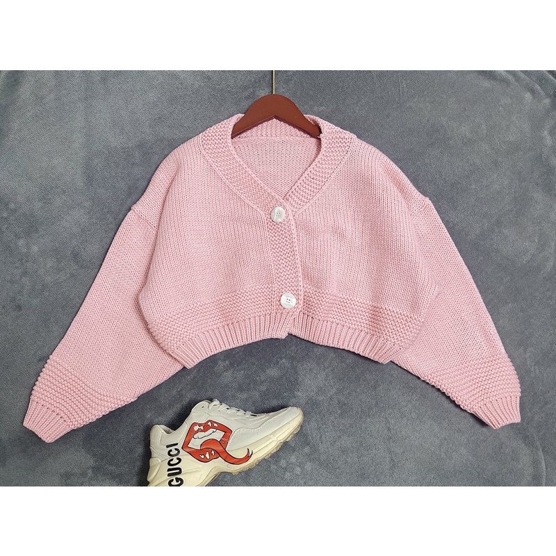 Áo len cardigan nữ trơn dáng ngắn hình shop tự chụp 100% | BigBuy360 - bigbuy360.vn