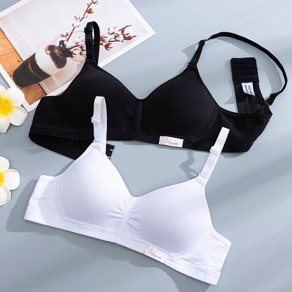 Áo Ngực cotton Màu Trơn Không Gọng Chống Chảy Xệ Cho Nữ Sinh