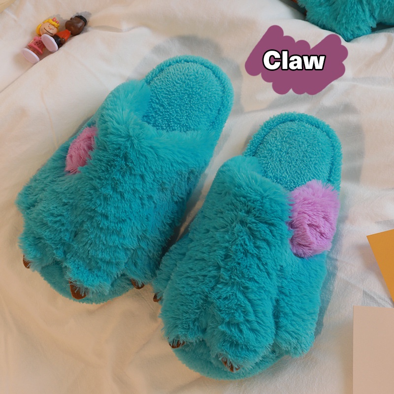 Dép Bông Hình Móng Vuốt Quái Vật Hoạt Hình Giữ Ấm Mùa Đông Cho Nam Nữ Size 36-46