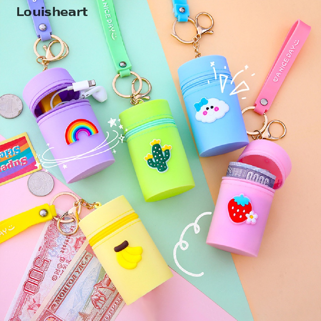 Túi Đựng Tiền Xu Bằng Silicon Họa Tiết Louisheart Dễ Thương Kèm Móc Khóa Tiện Dụng Cho Nữ