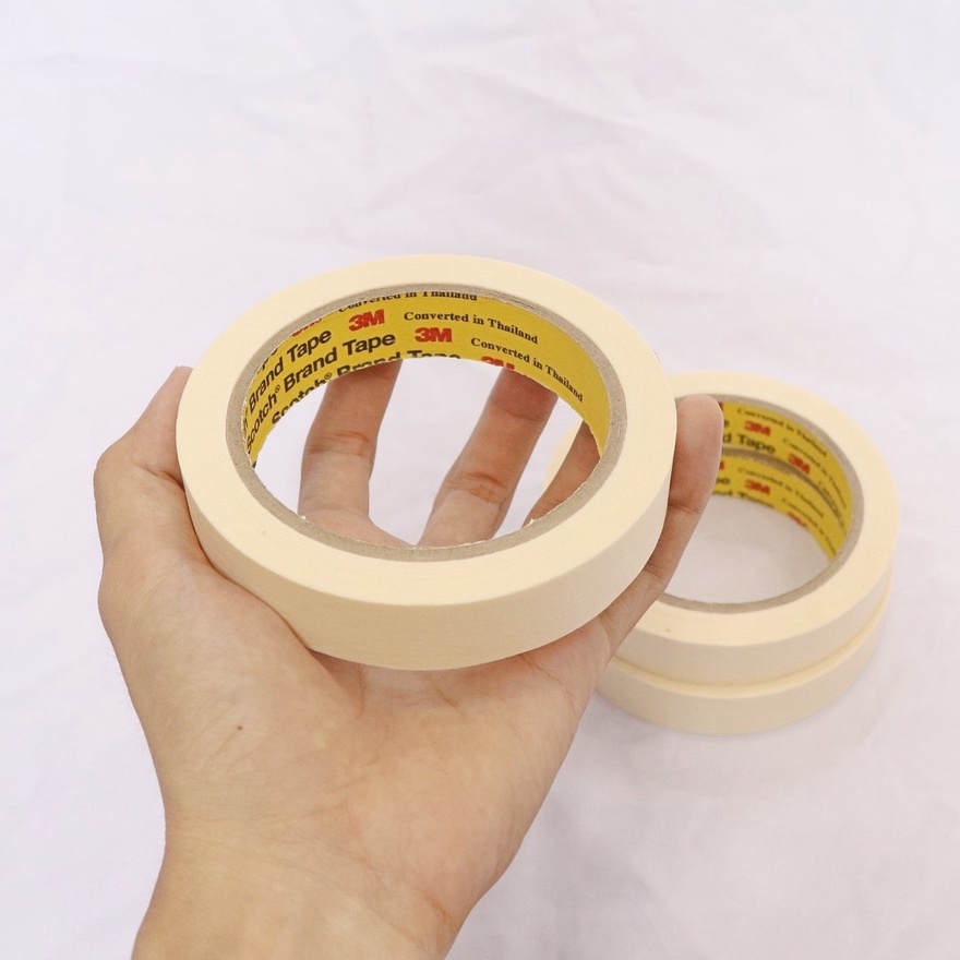 Băng keo giấy 3M dùng che sơn khổ 1,5cm dài 27m Masking Tape 3M (combo 100 cuộn)