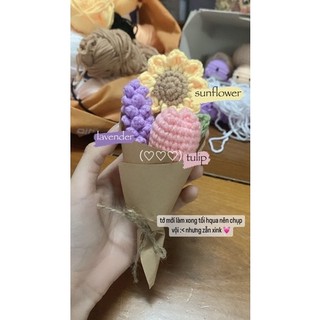 Bó hoa bằng len mini handmade