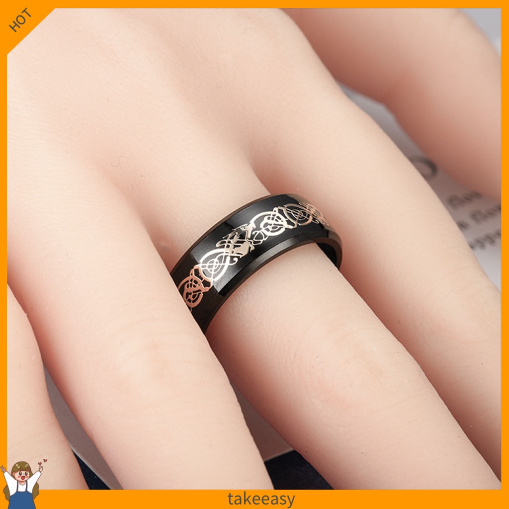 Nhẫn in hình rồng phản quang thời trang cá tính cho nam