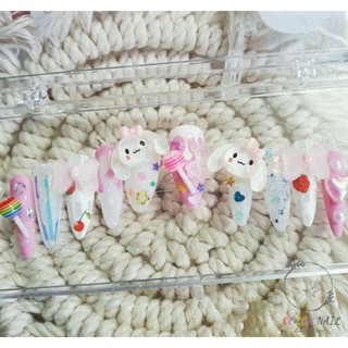 Nail box - Móng up thiết kế : Kẹo và thỏ color full