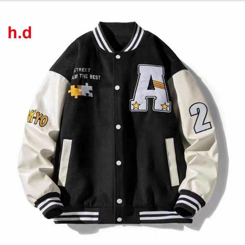 Áo Khoác Bomber A SAO Mảnh Ghép 3 màuJacket Unisex Chất nỉ cottonÁo Bóng Chày Phong cách Thể thao