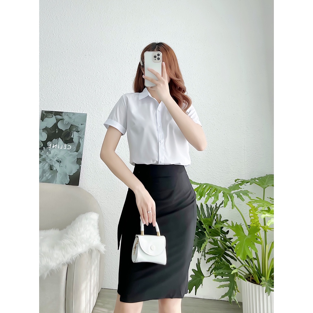Áo sơ mi nữ cộc tay công sở đi học đi chơi chất liệu mềm mát A28