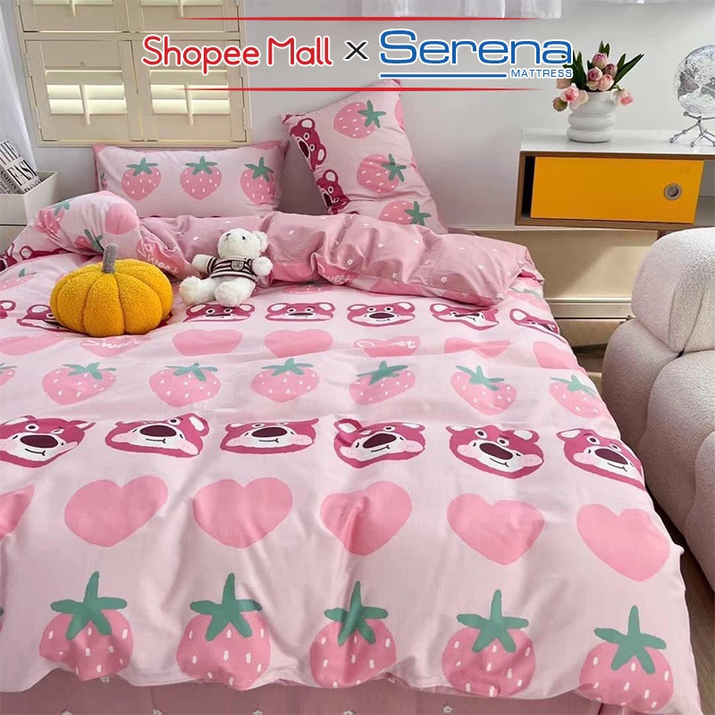 Chăn Ga Gối Nệm 5 Món Cotton Living SERENA Chính Hãng Bộ Ra Grap Gối Đệm Nệm Trải Phủ Bọc Giường Trần Bông Cao Cấp Full