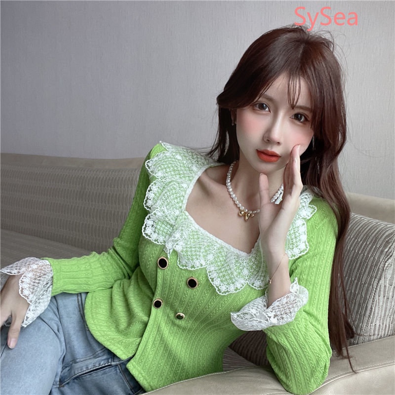 Áo Cardigan Dệt Kim Phối Ren Thời Trang Mùa Thu Dành Cho Nữ