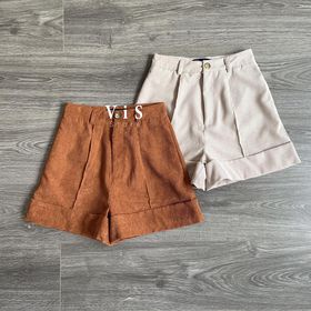quần short nhung tăm nữ chữ a
