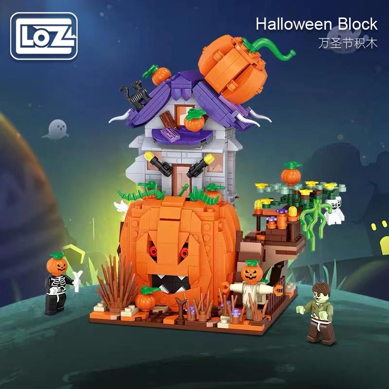 Loz Bộ Đồ Chơi Lắp Ráp Ngôi Nhà Bí Ngô Phong Cách Halloween