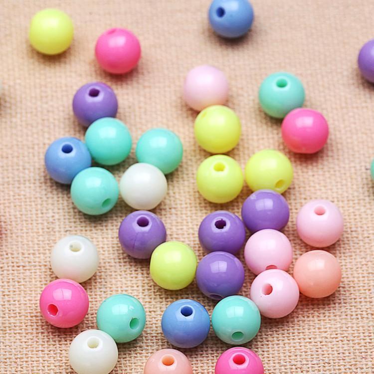 50gam hạt nhựa tròn size 6mm 8mm 10mm/ 12mm 14mm/ 16mm/18mm/20mm mixnhiều màu