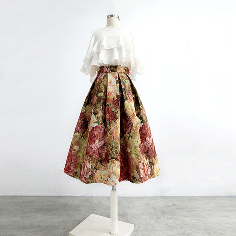 Mỏng hơn nhìn dệt kim jacquard pettiskirt 2023 mùa xuân hè phong cách mới bìa chéo mỏng hơn nhìn a-line váy sơn dầu eo cao túi váy phụ nữ
