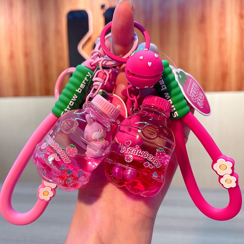 Móc Khóa acrylic Hình Chú Thỏ Và Ly Trà Sữa Dễ Thương