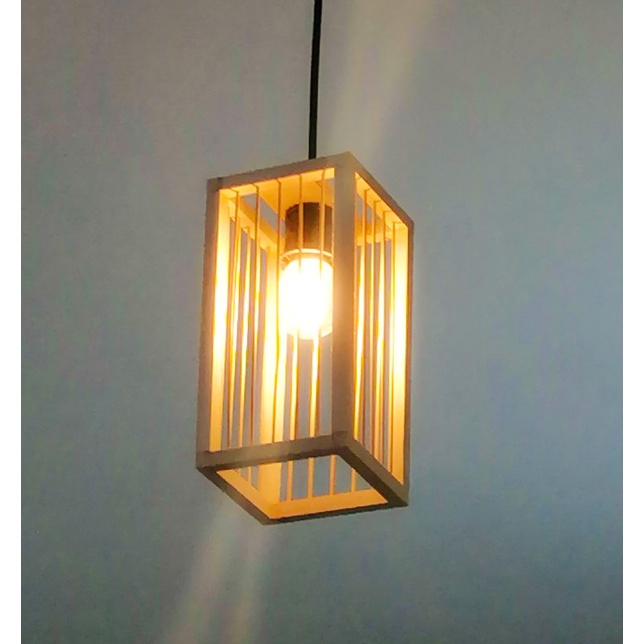 Đèn Tre Gỗ Thả Trần Trang Trí Dùng Để Decor Nhà Hàng Quán Cafe Homestay Cực Chất. Mẫu Hộp Chữ Nhật Apollo_90