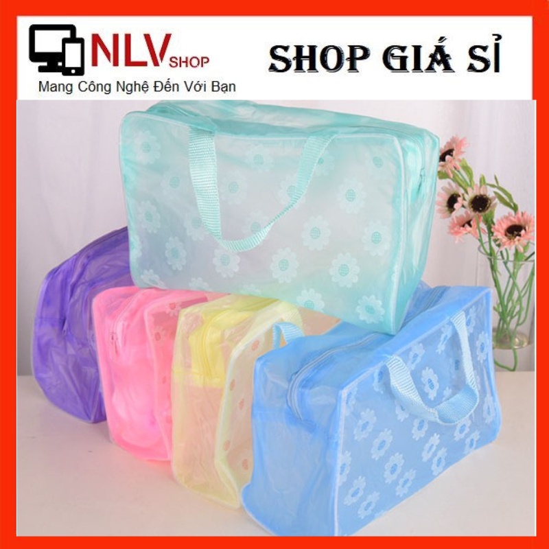 Túi Nhựa Đựng Mỹ Phẩm Họa Tiết Hoa Cúc Trong Suốt Chống Thấm Nước/Túi Đựng Vật Dụng Cá Nhân Du Lịch Tiện Dụng