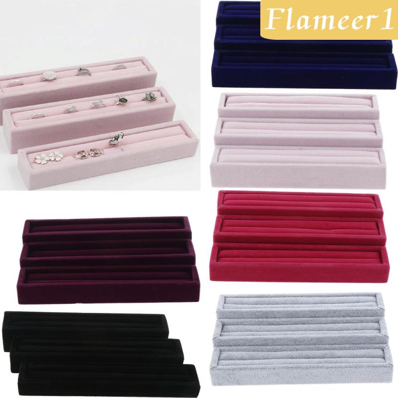 1 [Flameameer1] Set 3 Khay Nhung Trưng Bày Trang Sức