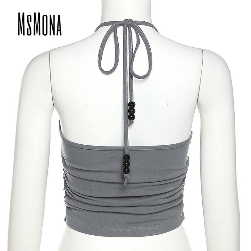 MsMona Big SPECIAL SPECIAL MsMona Áo Tank Top Hai Dây Cắt Thấp Ôm Eo Màu Tương Phản Hình Ngôi Sao Quyến Rũ Thời Trang 2022 Cho Nữ