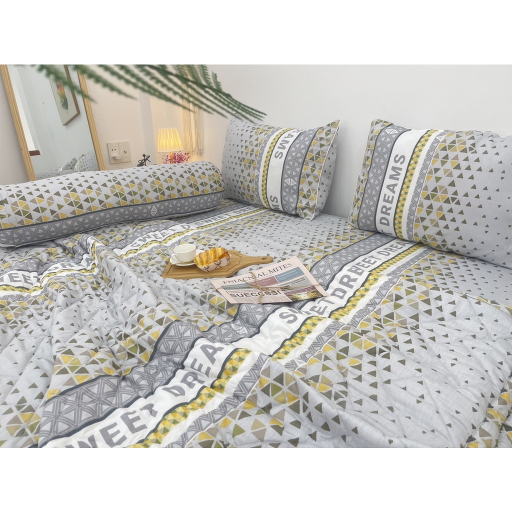 Bộ drap gối KHA LY - cotton thiên nhiên - Sweet Dreams-Vàng - VN307