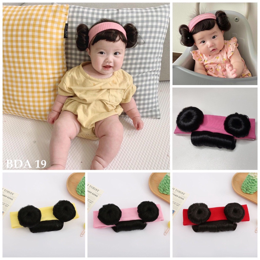 BDA 19 : Băng đô tóc giả 2 chỏm cho bé