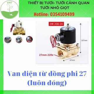 Van điện từ đồng phi 27 - 220v - van điện đóng mở tự động cho hệ thống nước