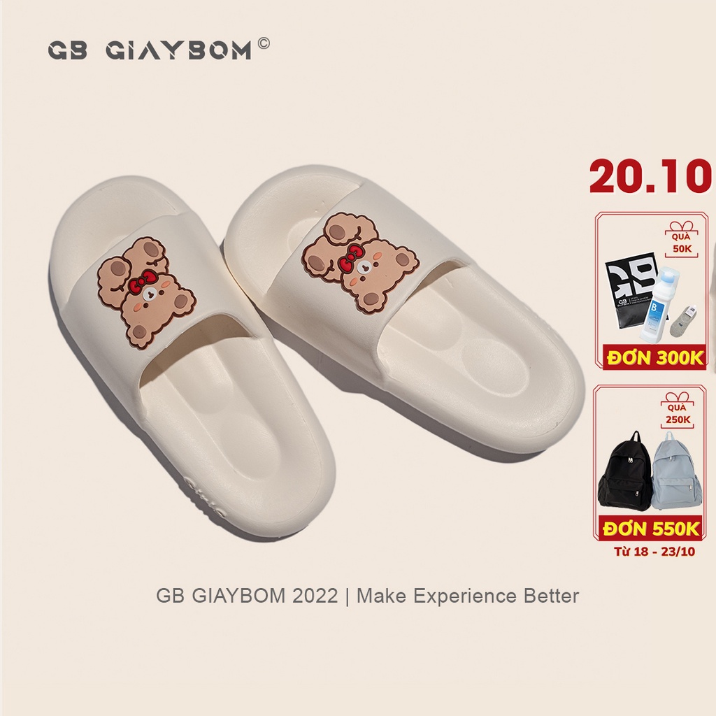 Dép Bánh Mì Nữ giayBOM Quai Ngang Xốp Mềm Êm Chân Màu Đen Trắng Hồng D1008