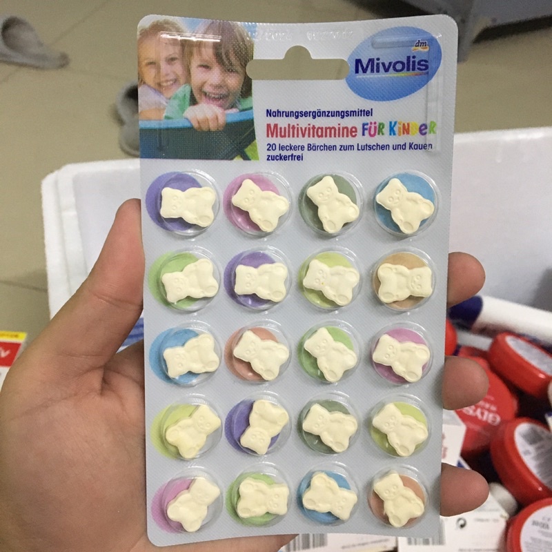 Kẹo Gấu Mivolis Multivitamin Tổng Hợp Cho Trẻ Em Vỉ 20 Viên