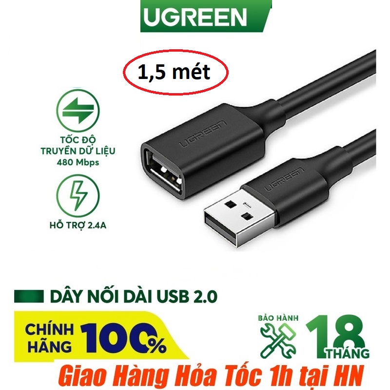 Dây Nối Dài USB 1.5m cao cấp UGREEN 10315 - Hàng Chính Hãng