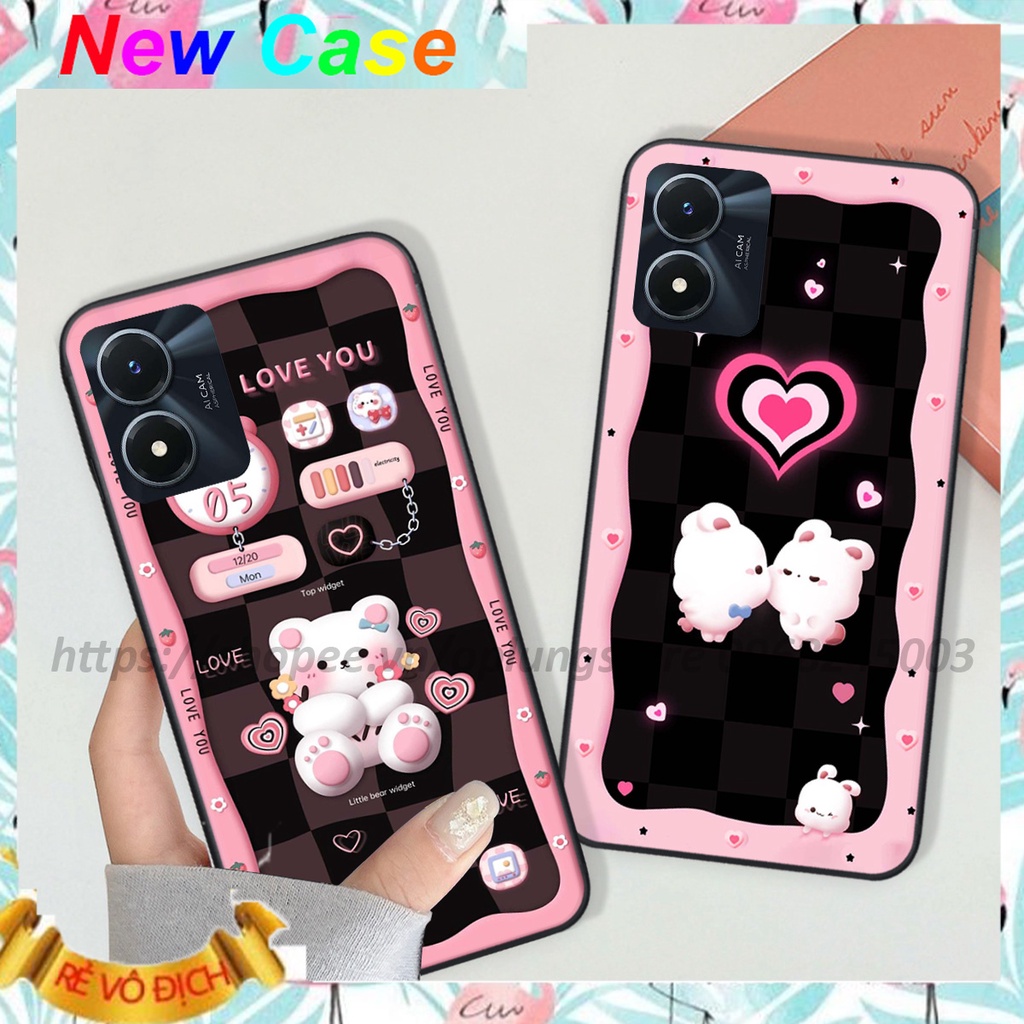 Ốp Vivo Y53 / Y55 2022 5G / Y71 in hình gấu cute,bò sữa 3D cute dễ thương bảo vệ điện thoại