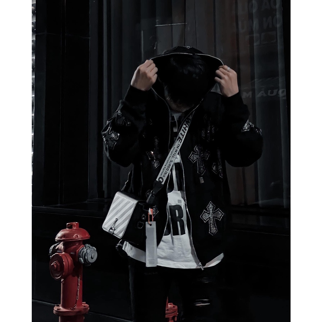 Áo khoác, áo hoodie kéo khóa phối đính đá chữ thập hot 2022