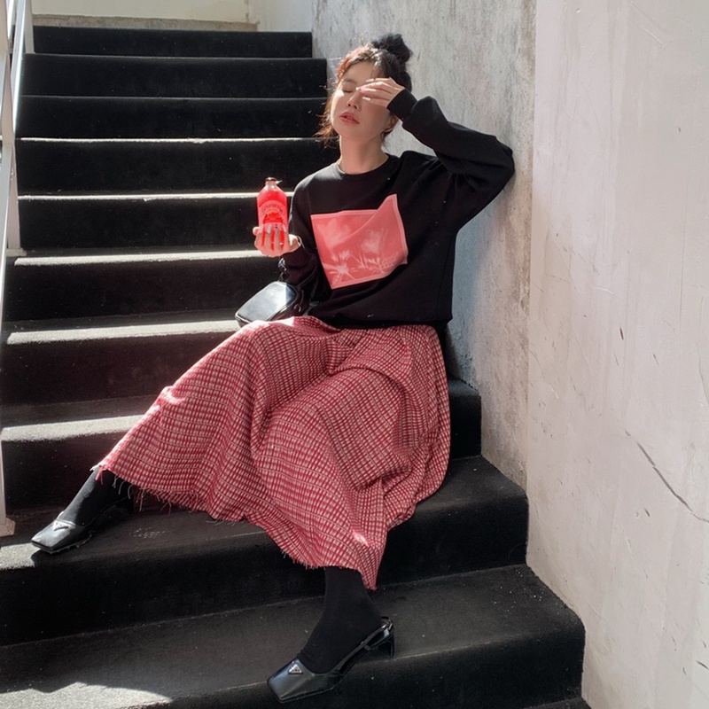 NRVP Áo Thun Nữ Dài Tay Dáng Rộng In Hình Phong Cách Hàn Quốc Mới