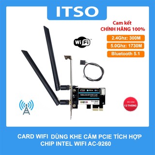 Card wifi dùng chip intel ac 9260 khe cắm pci dùng cho máy bàn