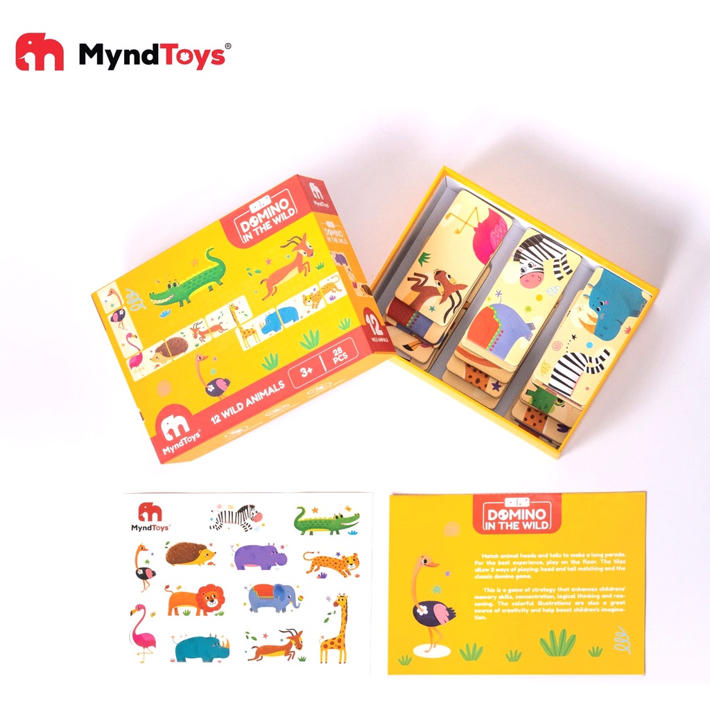 Đồ Chơi Giáo Dục Xếp Hình Myndtoys Boardgame Domino Wild Animals Dành Cho Các Bé Trên 4 Tuổi - BỐ KHỦNG LONG