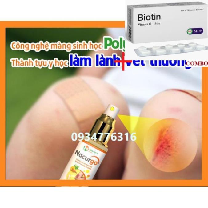 Combo Biotin 5mg+ ✅ Nacurgo màng sinh học băng vết thương, tránh nhiễm trùng