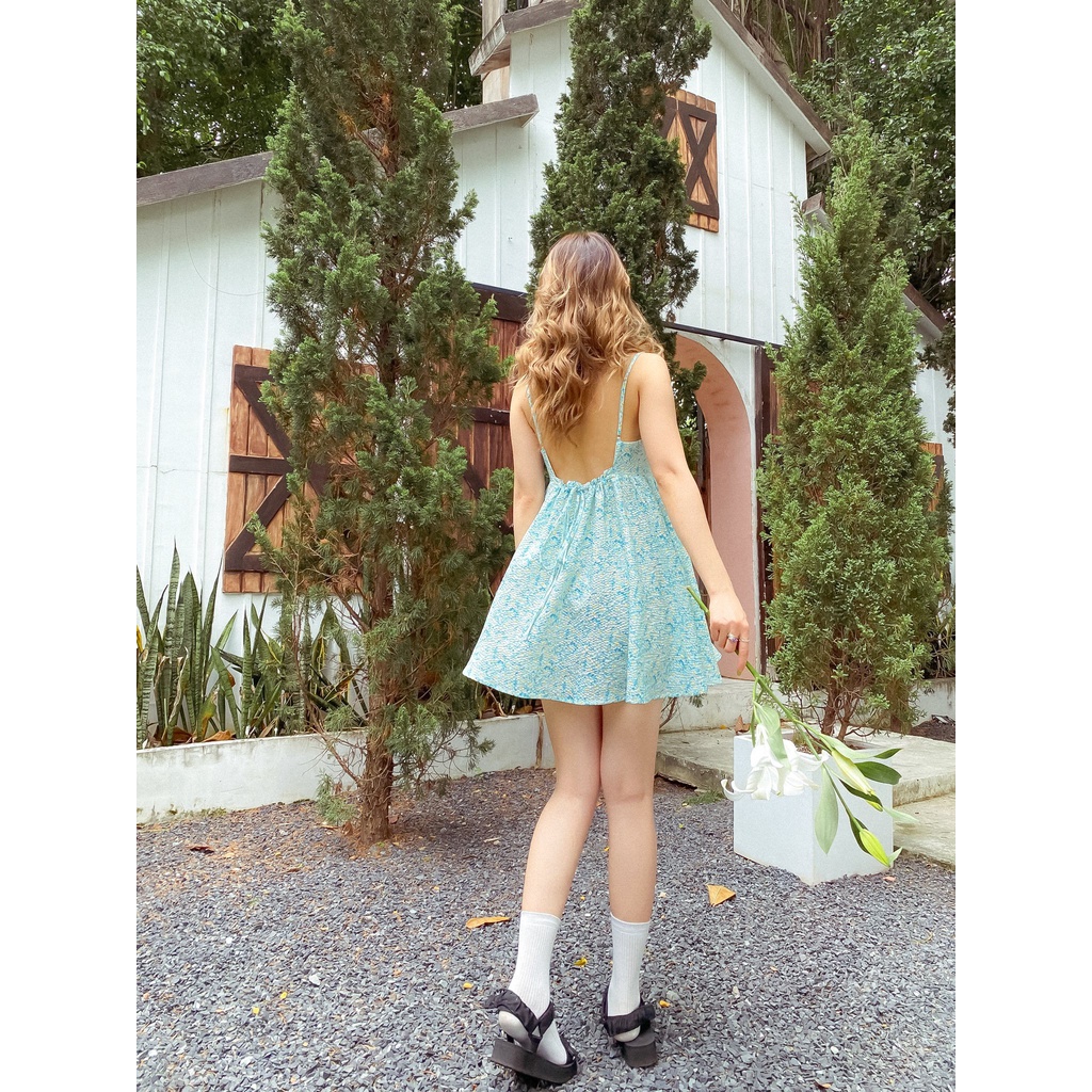 Đầm hai dây hoạ tiết hoa Botan Dress Gem Cloting SP060686