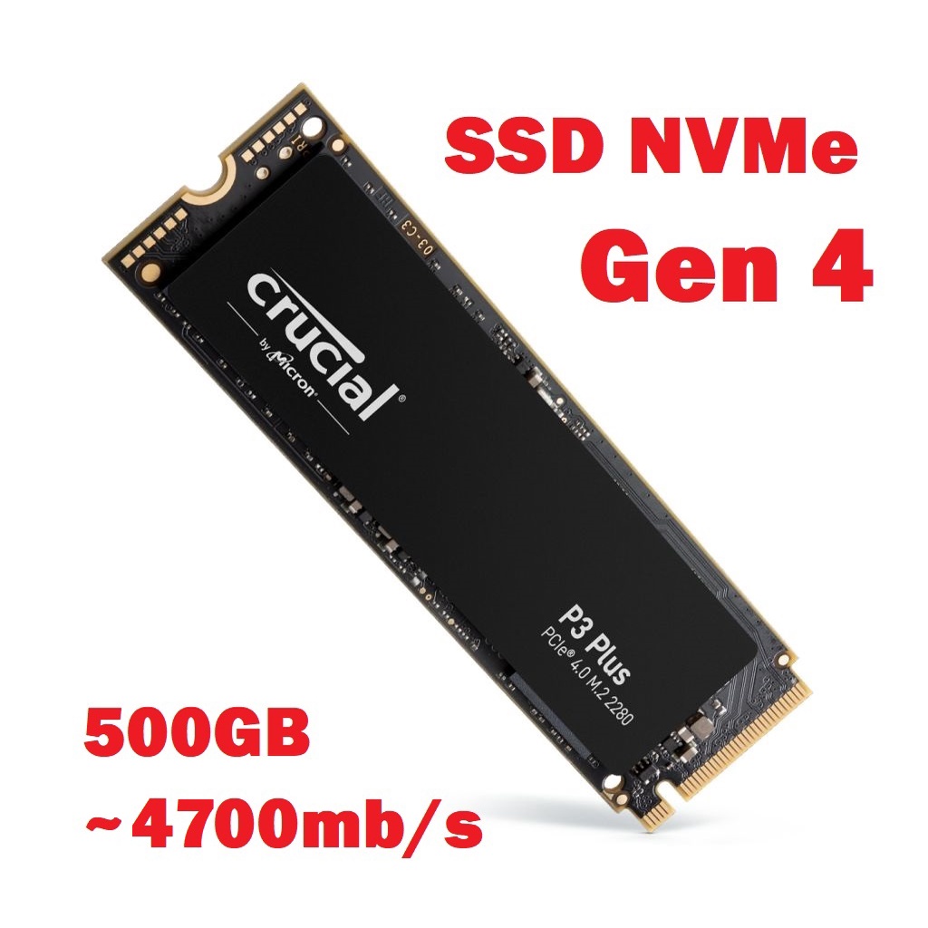 Ổ cứng SSD Crucial P3 Plus PCIe Gen 4.0 x4 NVMe V-NAND M.2 2280 500GB Bảo hành 5 năm CT500P3PSSD8