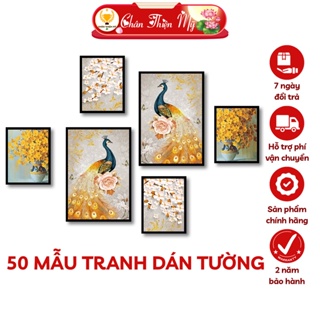 Set 6 Tranh Treo Tường, Tranh Dán Tường 3D CHÂN THIỆN MỸ