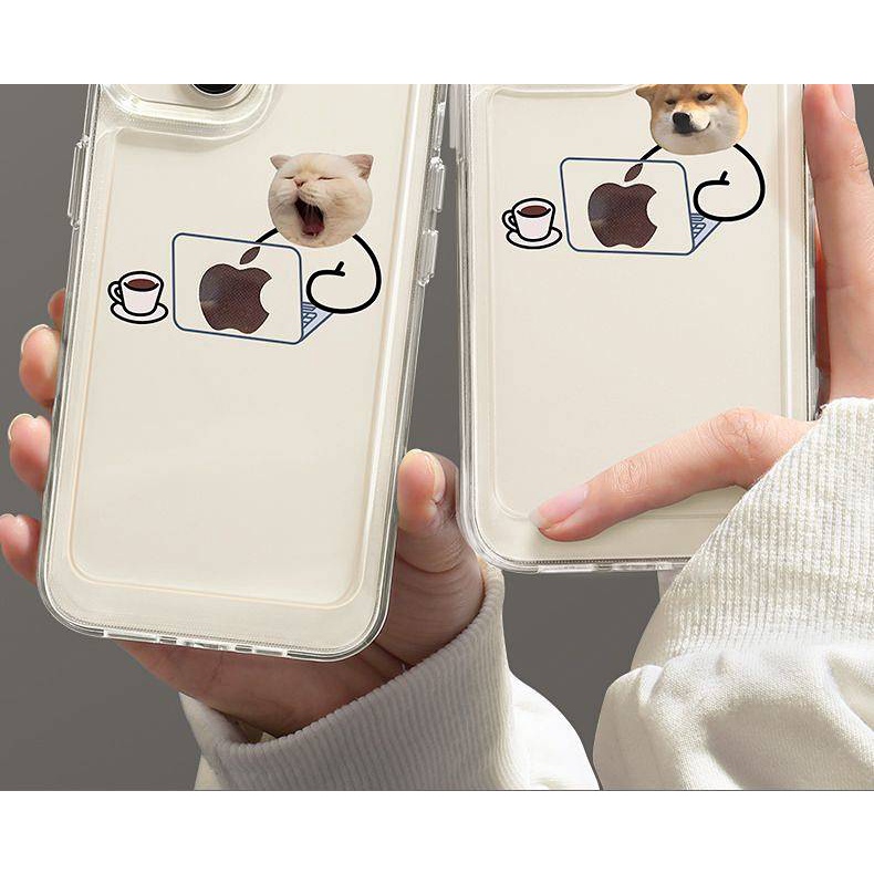 Ốp điện thoại cặp đôi chó mèo vui nhộn chống rơi thích hợp cho Iphone 12 Apple 13 pro max 14 11 XR 7/ 8 Plus