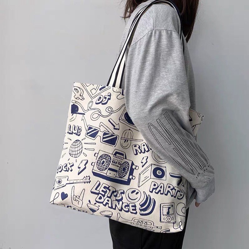 Túi tote đeo chéo đeo vai vải dáng vuông dễ thương đi học đi chơi thời trang Hàn Quốc Bachhoaonline68 658