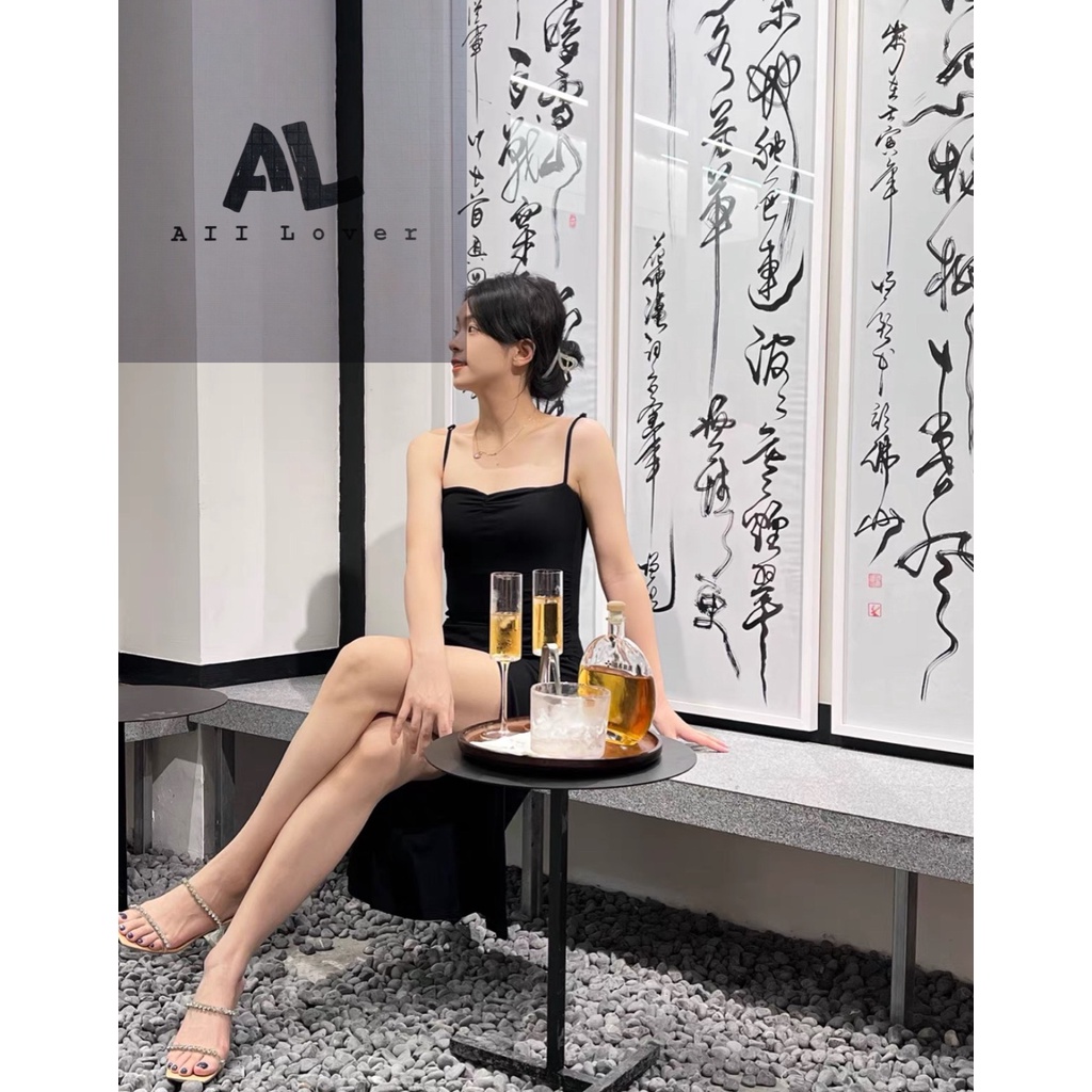 GUỐC NỮ ALILOVER - DÉP CAO GÓT DÂY NGANG MẢNH ĐÍNH ĐÁ - DÉP THỜI TRANG MŨI VUÔNG AD220946