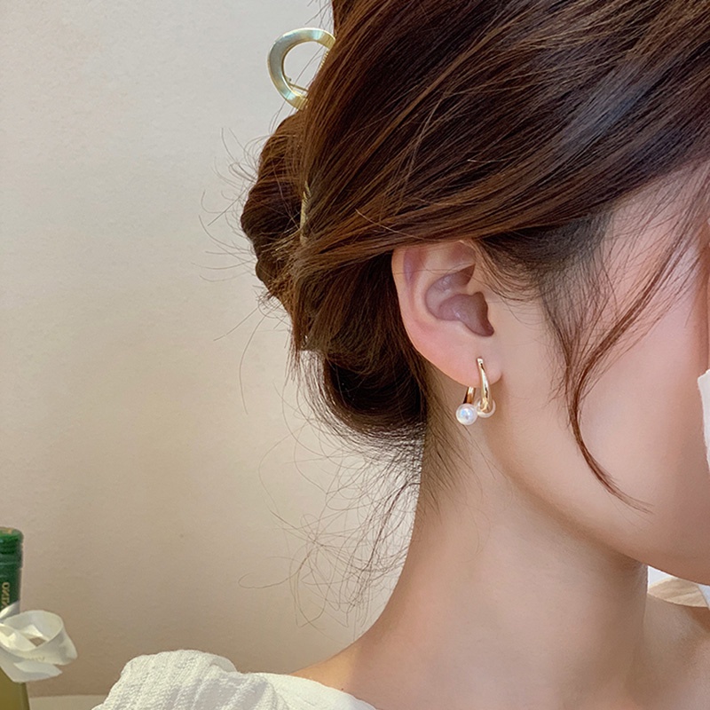 Bông Tai Mạ Bạc 925 Đính Ngọc Trai Thời Trang Thu Đông Mới Cho Nữ