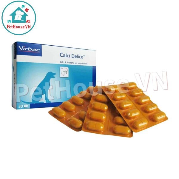 VIRBAC CALCI DELICE - Hộp 30 Viên Canxi, Phốt Pho Và Khoáng Chất Ngon Miệng Cho Chó & Mèo Hàng Chính Hãng